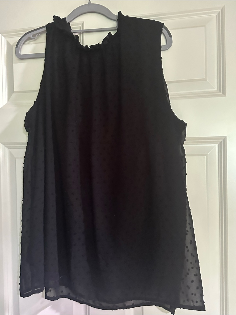 Women's Black Swiss Dot Sleeveless Camisole